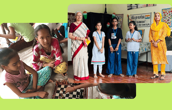 collage photo in frame with children and principal mam